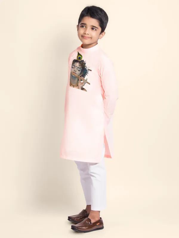 Pink_Cotton_Kurta_Pyjama_With_Lord_Krishna_Print_For_Boy
