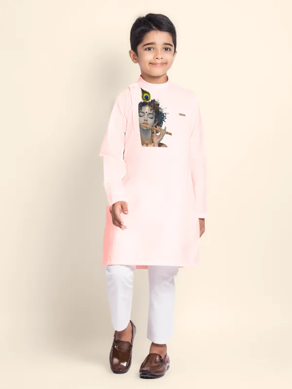 Pink_Cotton_Kurta_Pyjama_With_Lord_Krishna_Print_For_Boy
