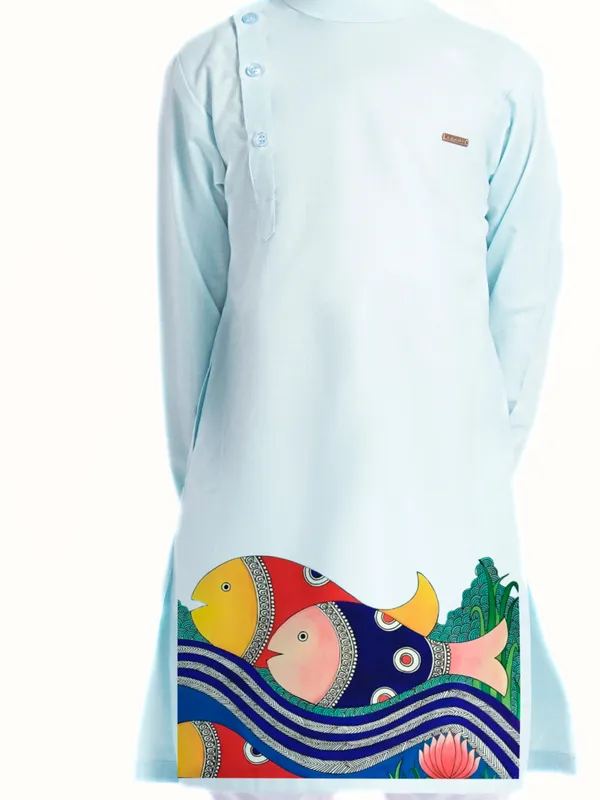 Blue_Printed_Kurta_With_Pyjama_Set_For_Boy