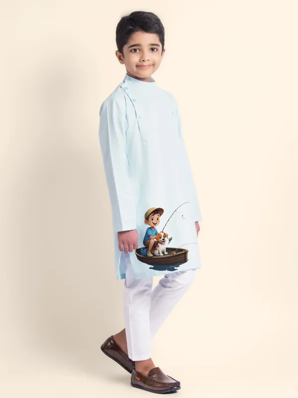 Blue_Printed_Kurta_With_Pyjama_Set_For_Boy