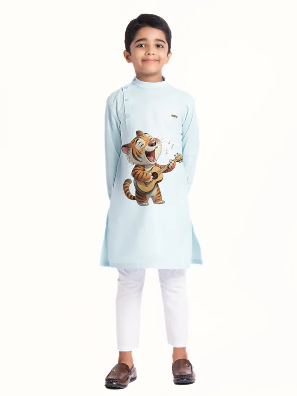 Blue_Printed_Kurta_With_Pyjama_Set_For_Boy