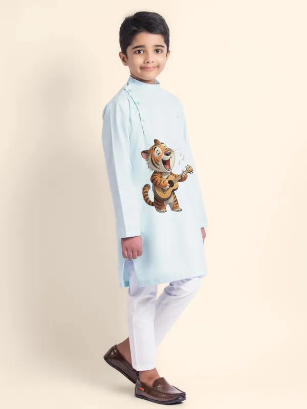 Blue_Printed_Kurta_With_Pyjama_Set_For_Boy