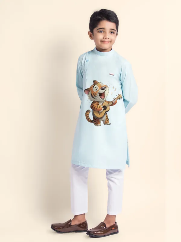Blue_Printed_Kurta_With_Pyjama_Set_For_Boy
