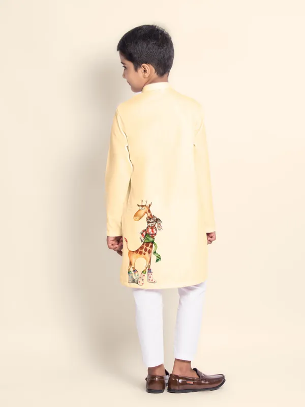 Yellow_Printed_Kurta_With_Pyjama_For_Boy