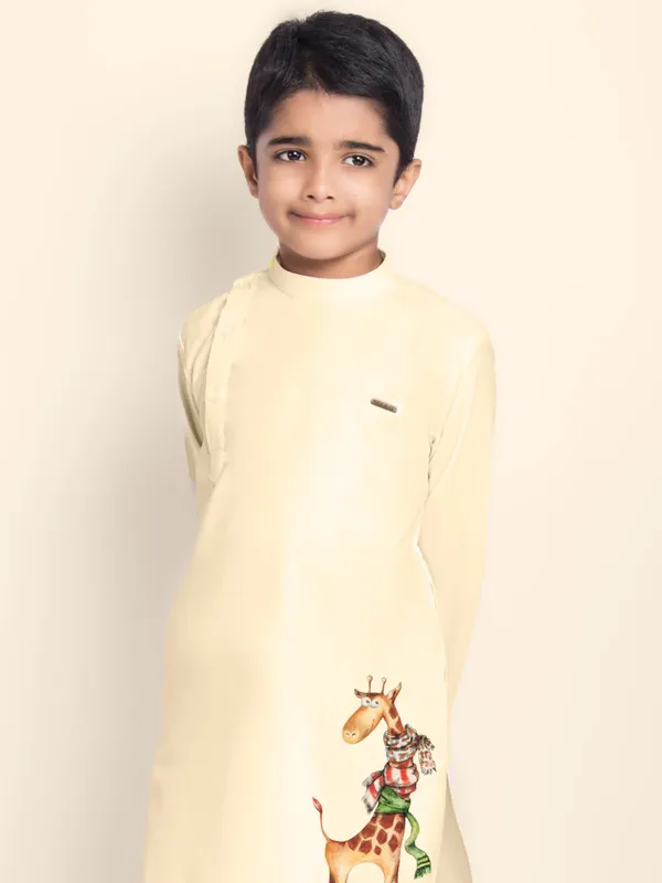 Yellow_Printed_Kurta_With_Pyjama_For_Boy