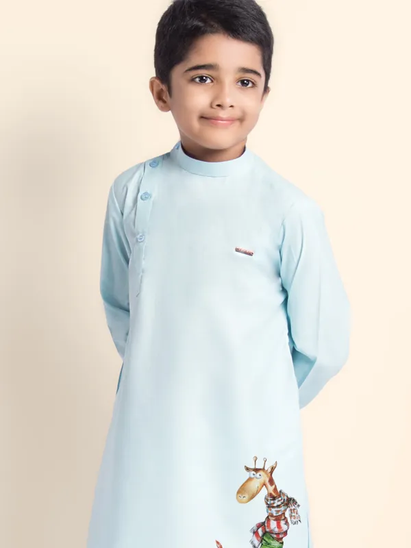 Blue_Printed_Kurta_With_Pyjama_For_Boy