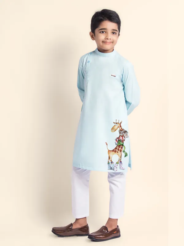Blue_Printed_Kurta_With_Pyjama_For_Boy