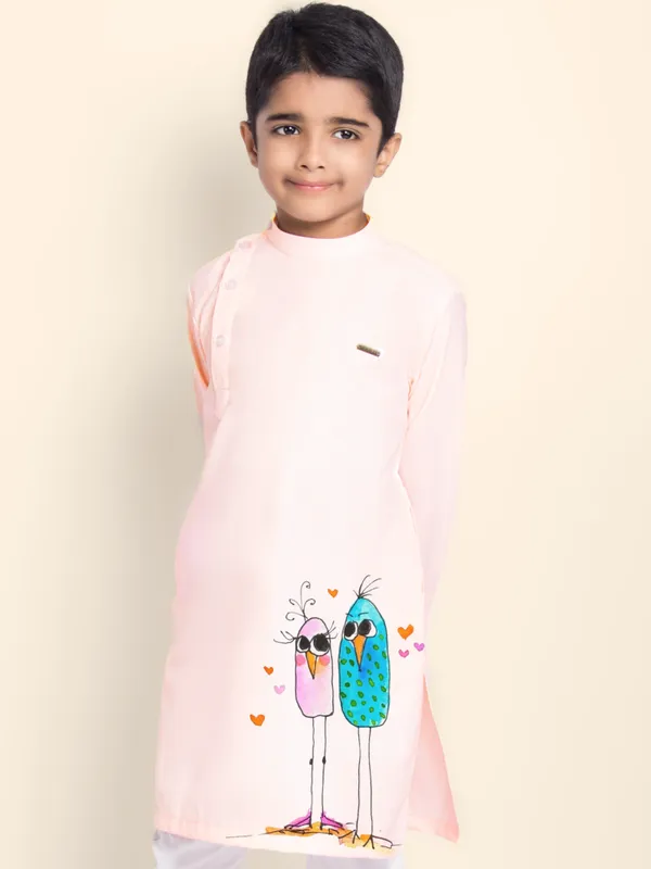 Pink_Printed_Kurta_With_Pyjama_For_Boy