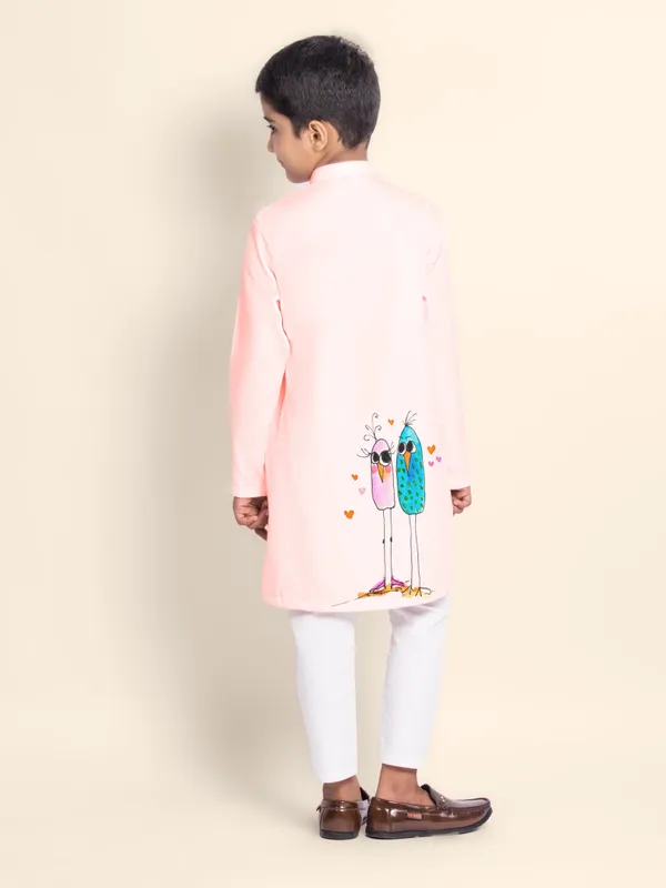 Pink_Printed_Kurta_With_Pyjama_For_Boy