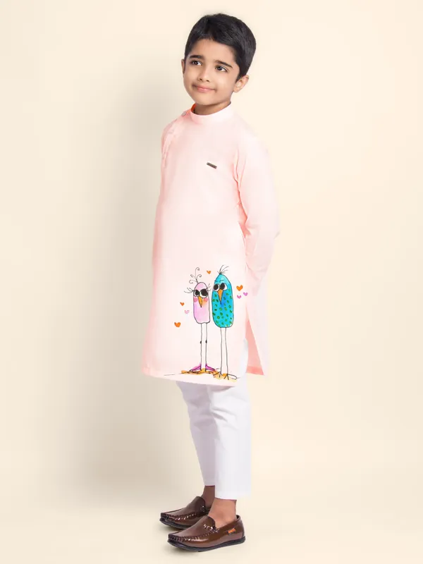 Pink_Printed_Kurta_With_Pyjama_For_Boy