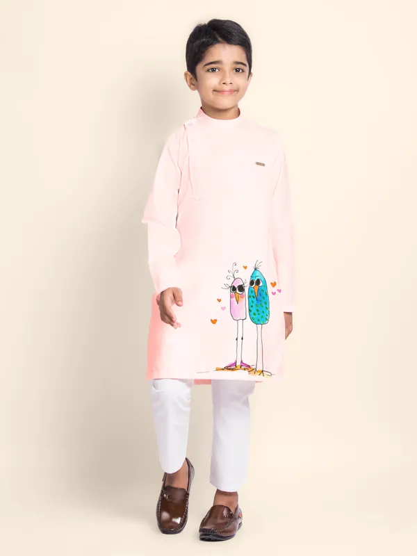 Pink_Printed_Kurta_With_Pyjama_For_Boy