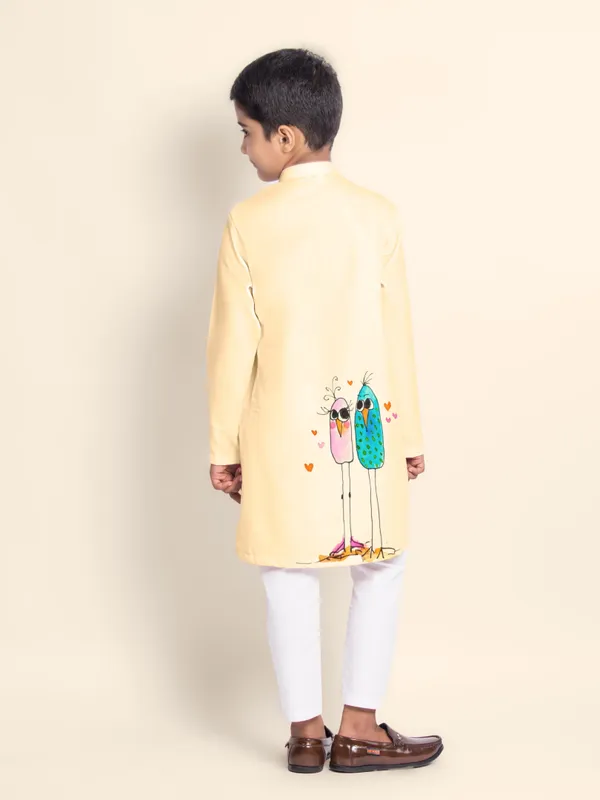 Yellow_Printed_Kurta_With_Pyjama_For_Boy