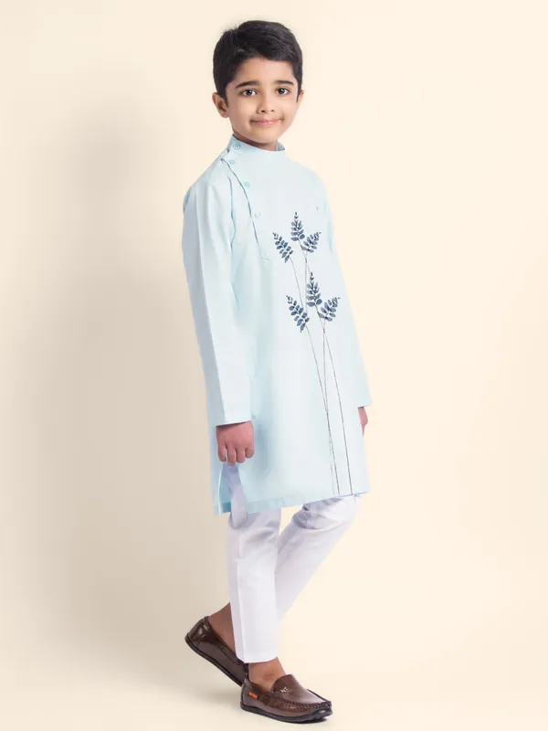 Blue_Printed_Kurta_With_Pyjama_For_Boy