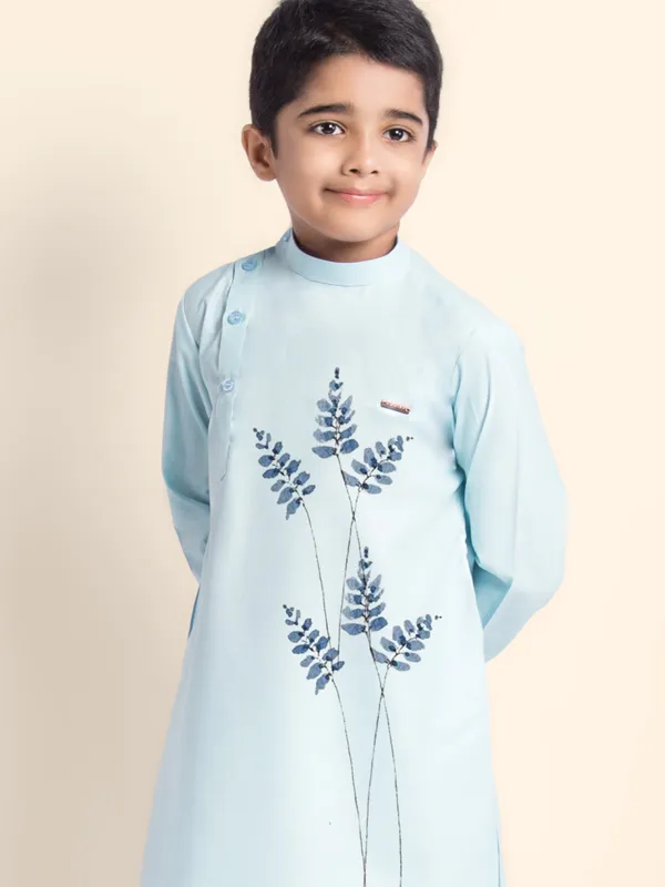 Blue_Printed_Kurta_With_Pyjama_For_Boy