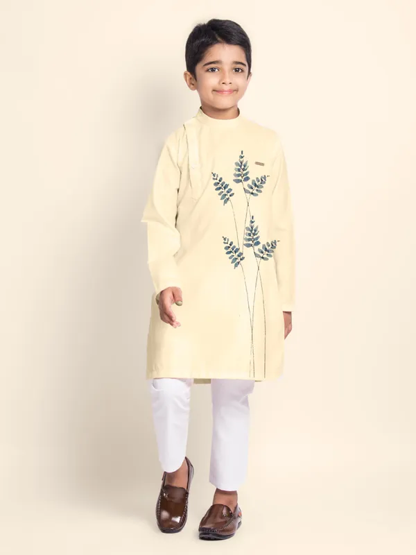 Yellow_Printed_Kurta_With_Pyjama_For_Boy