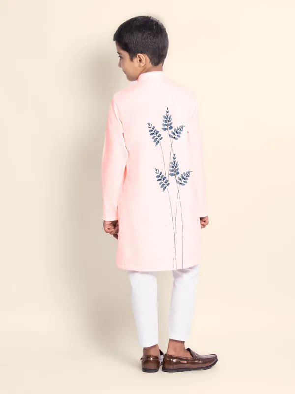 Pink_Printed_Kurta_With_Pyjama_For_Boy