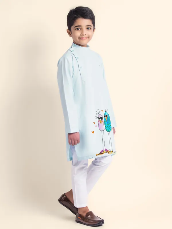Blue_Printed_Kurta_With_Pyjama_Set_For_Boy