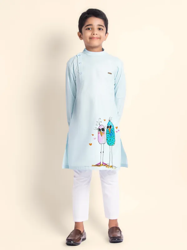 Blue_Printed_Kurta_With_Pyjama_Set_For_Boy