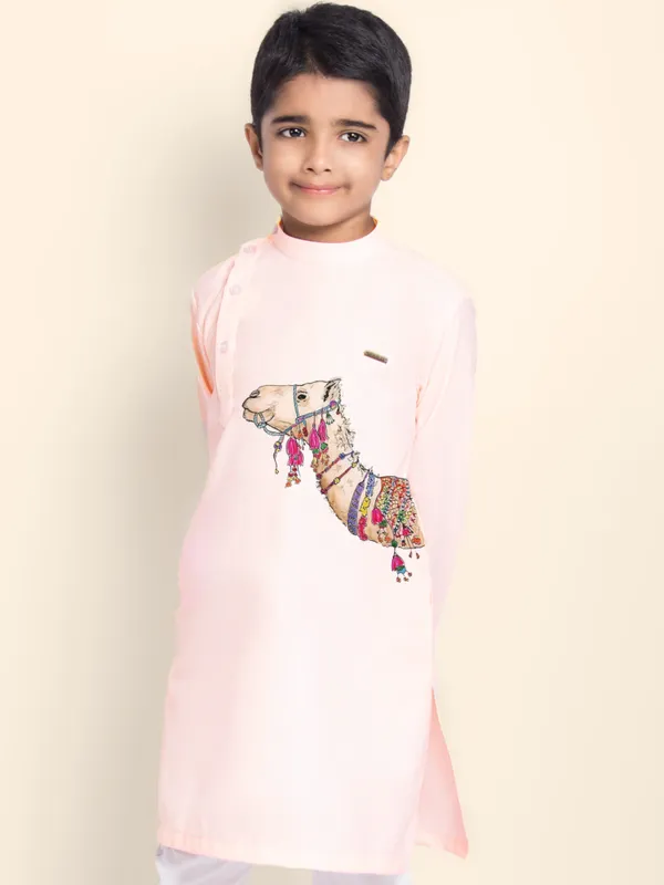Pink_Printed_Kurta_With_Pyjama_For_Boy