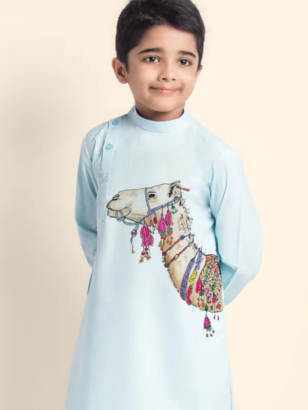 Blue_Printed_Kurta_With_Pyjama_Set_For_Boy