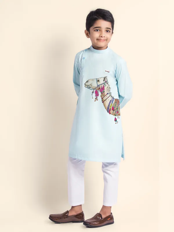 Blue_Printed_Kurta_With_Pyjama_Set_For_Boy