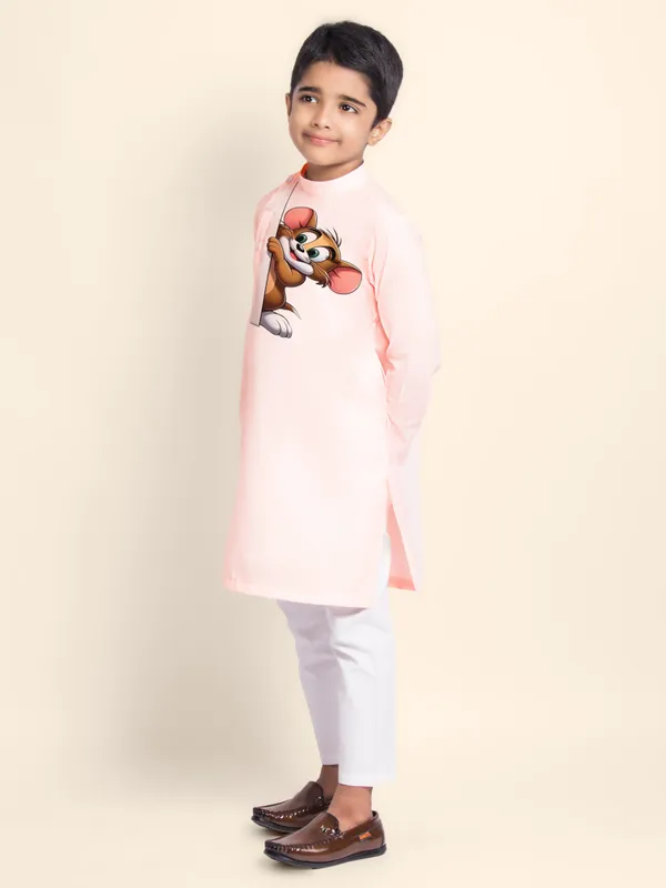 Pink_Cotton_Kurta_Pyjama_With_Print_For_Boy