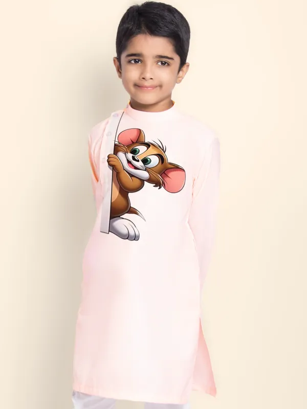 Pink_Cotton_Kurta_Pyjama_With_Print_For_Boy