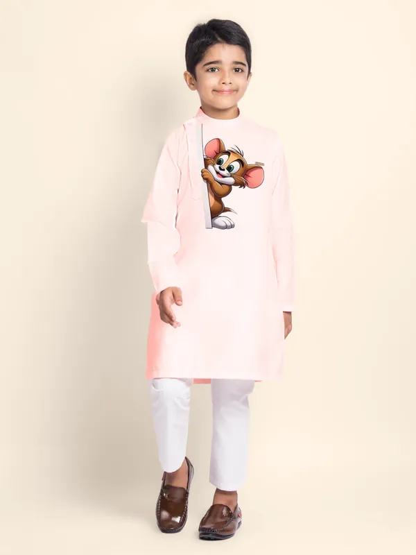 Pink_Cotton_Kurta_Pyjama_With_Print_For_Boy