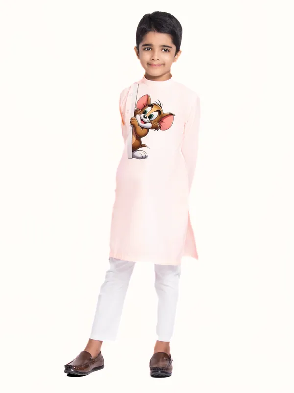 Pink_Cotton_Kurta_Pyjama_With_Print_For_Boy
