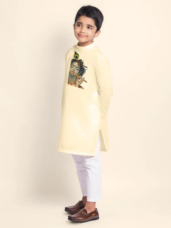 Yellow_Cotton_Kurta_Pyjama_With_Lord_Krishna_Print_For_Boy