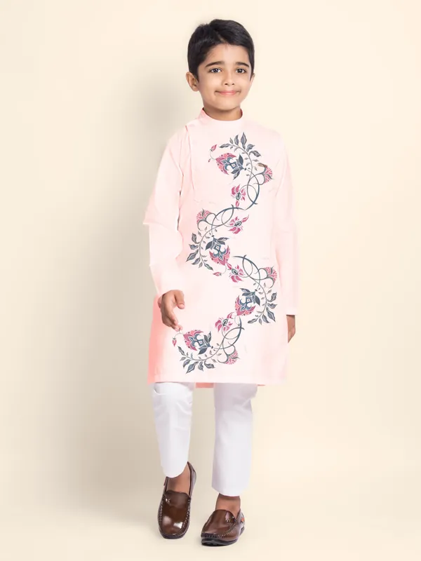 Pink_Cotton_Kurta_Pyjama_With_Print_For_Boy