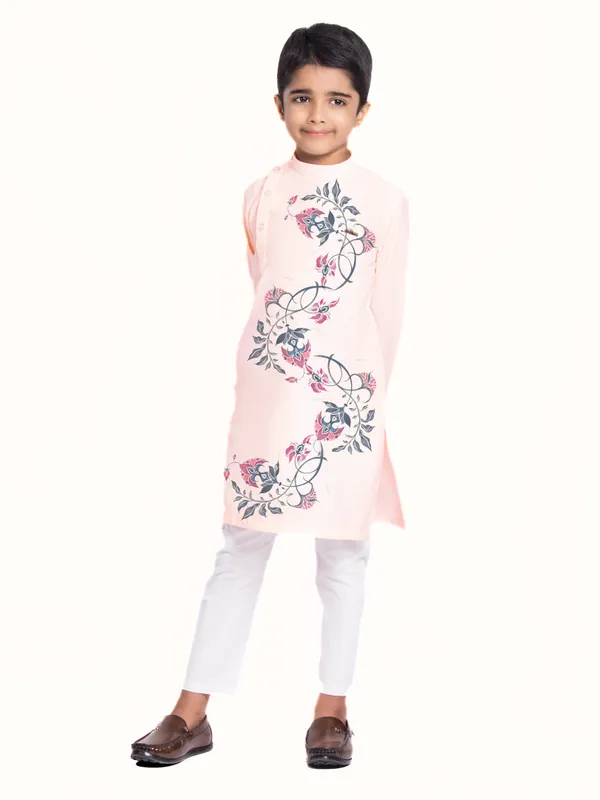 Pink_Cotton_Kurta_Pyjama_With_Print_For_Boy