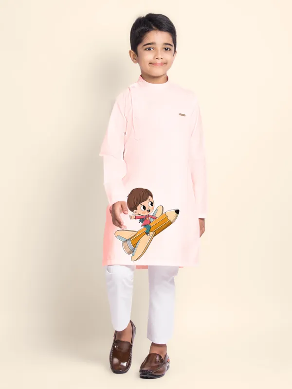 Pink_Cotton_Kurta_Pyjama_With_Print_For_Boy