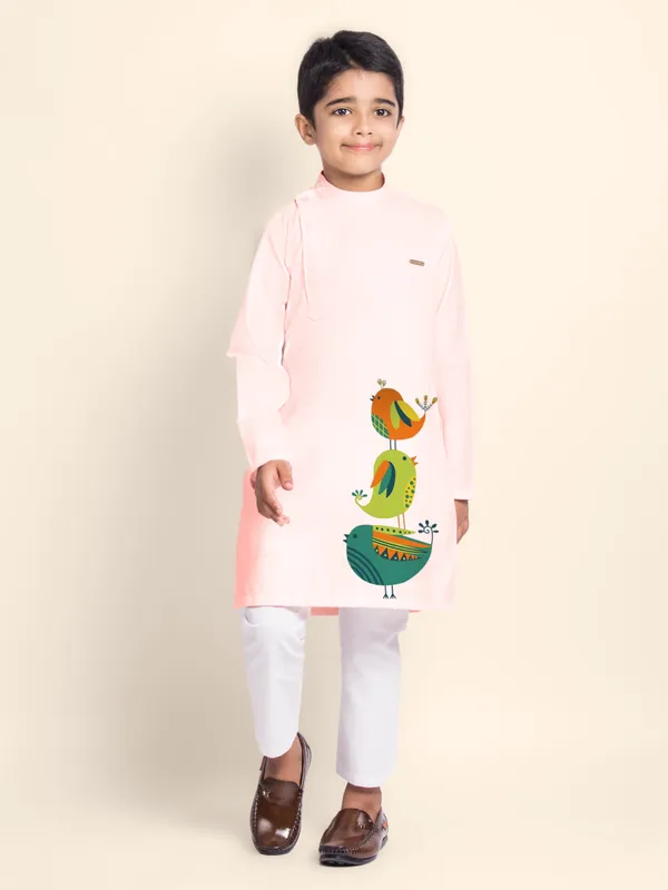 Pink_Cotton_Kurta_Pyjama_With_Print_For_Boy