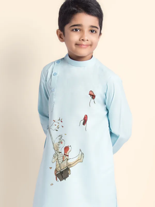Blue_Printed_Kurta_With_Pyjama_Set_For_Boy