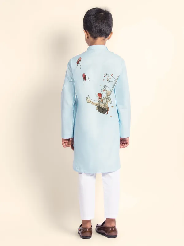Blue_Printed_Kurta_With_Pyjama_Set_For_Boy