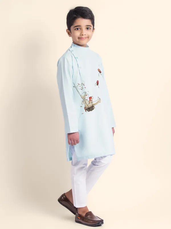 Blue_Printed_Kurta_With_Pyjama_Set_For_Boy
