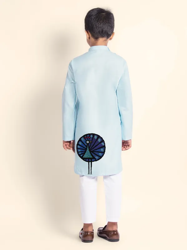Blue_Printed_Kurta_With_Pyjama_Set_For_Boy