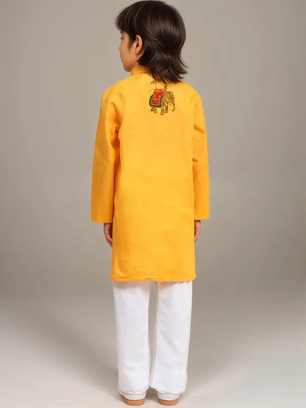 Yellow_Printed_Kurta_With_Pyjama_Set_For_Boy