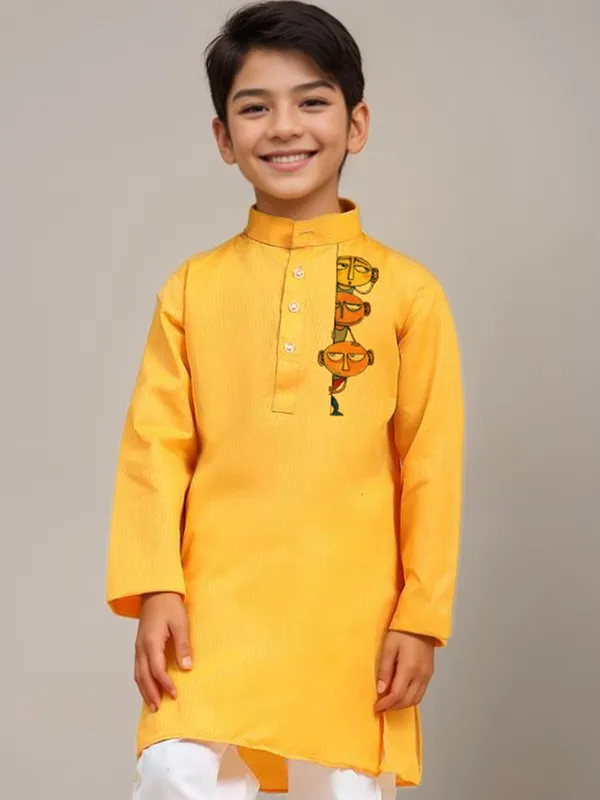 Yellow_Printed_Kurta_With_Pyjama_Set_For_Boy