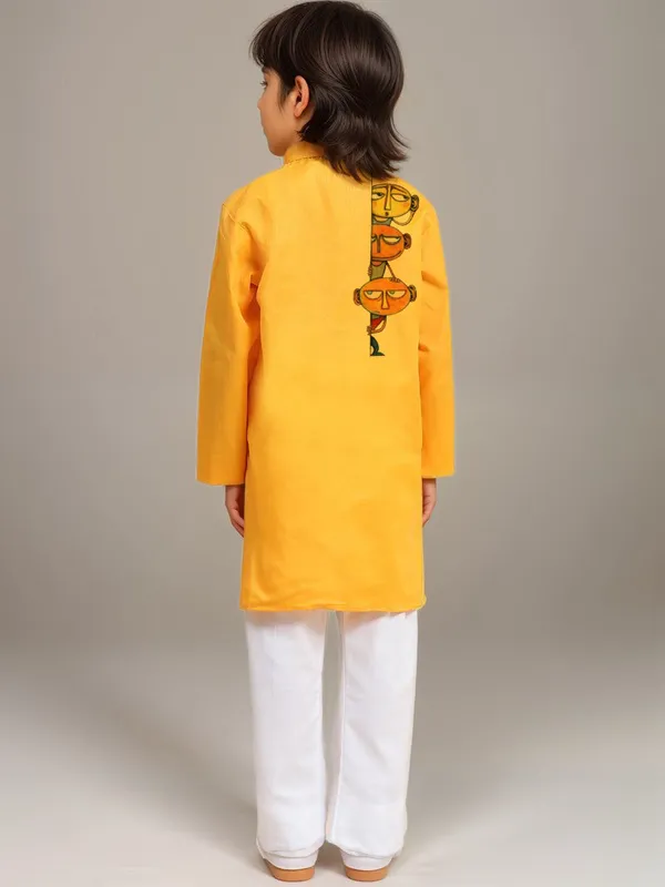 Yellow_Printed_Kurta_With_Pyjama_Set_For_Boy