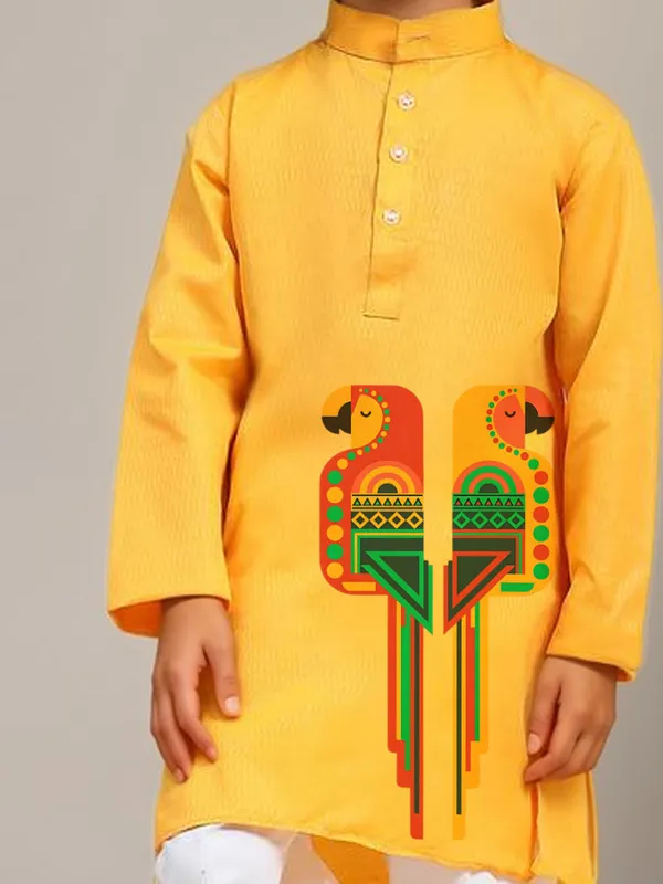 Yellow_Printed_Kurta_With_Pyjama_Set_For_Boy