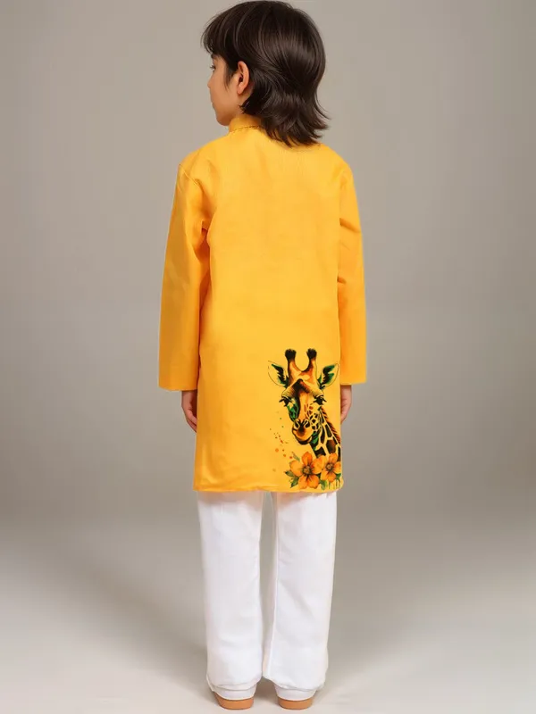 Yellow_Printed_Kurta_With_Pyjama_Set_For_Boy