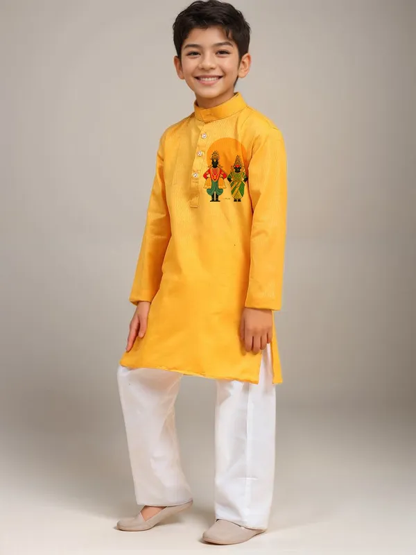 Yellow_Printed_Kurta_With_Pyjama_Set_For_Boy