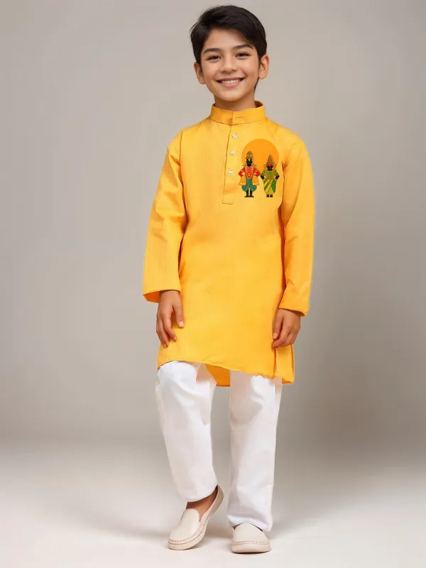Yellow_Printed_Kurta_With_Pyjama_Set_For_Boy