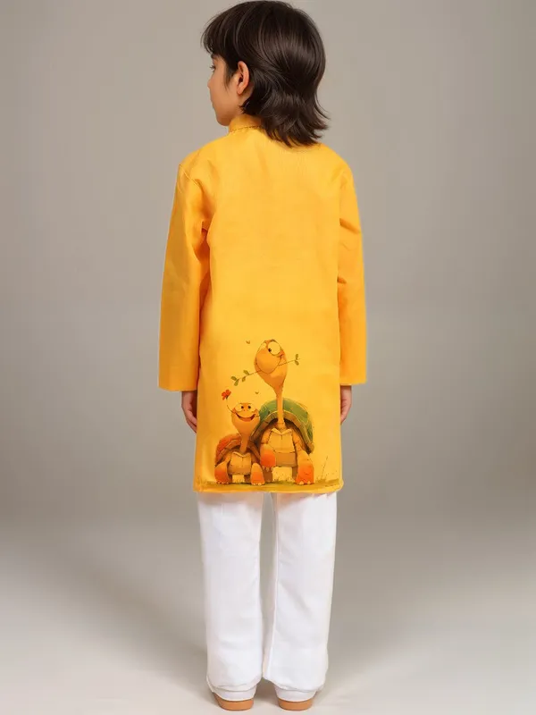 Yellow_Printed_Kurta_With_Pyjama_Set_For_Boy