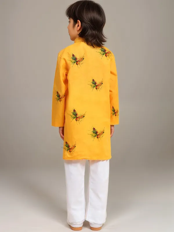 Yellow_Printed_Kurta_With_Pyjama_Set_For_Boy