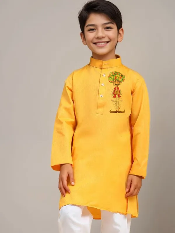 Yellow_Printed_Kurta_With_Pyjama_Set_For_Boy