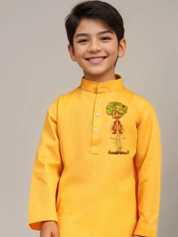 Yellow_Printed_Kurta_With_Pyjama_Set_For_Boy