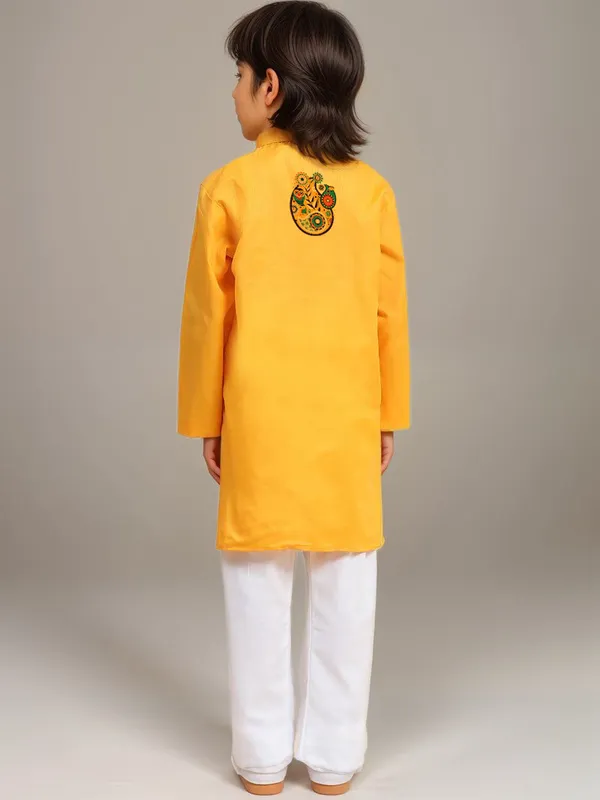 Yellow_Printed_Kurta_With_Pyjama_Set_For_Boy